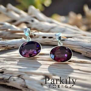 Handcrafted earrings with amethyst oval Swarovski crystal